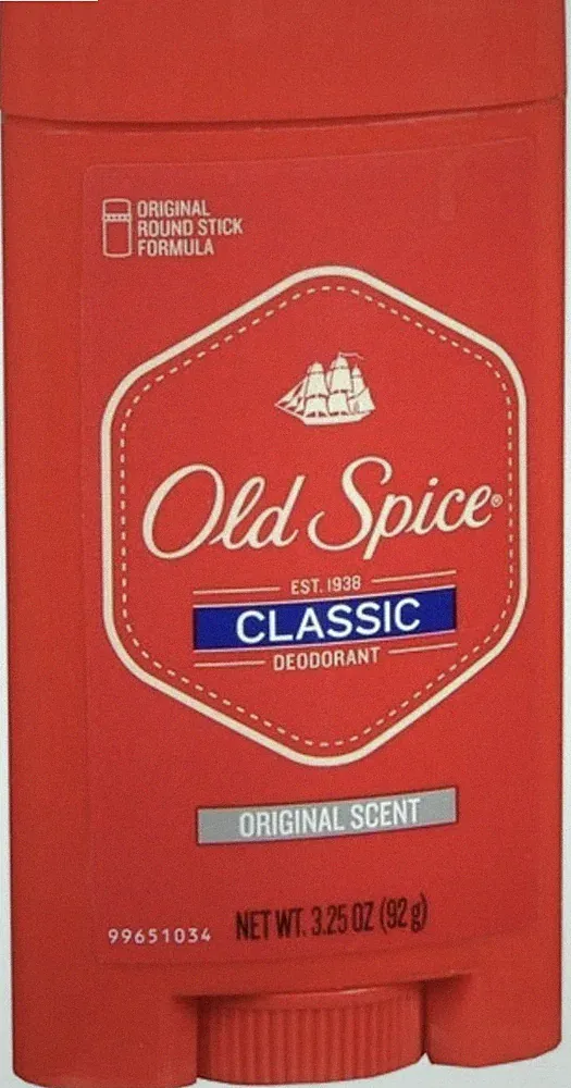 Old Spice Classic Deodorant Original Round Stick Formula Original Scent 3.25oz